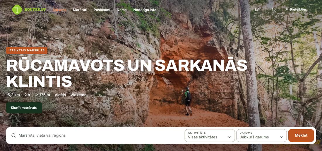 Routes.lv sākumlapa